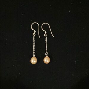 Elegant Pearl Silver Drop Earrings